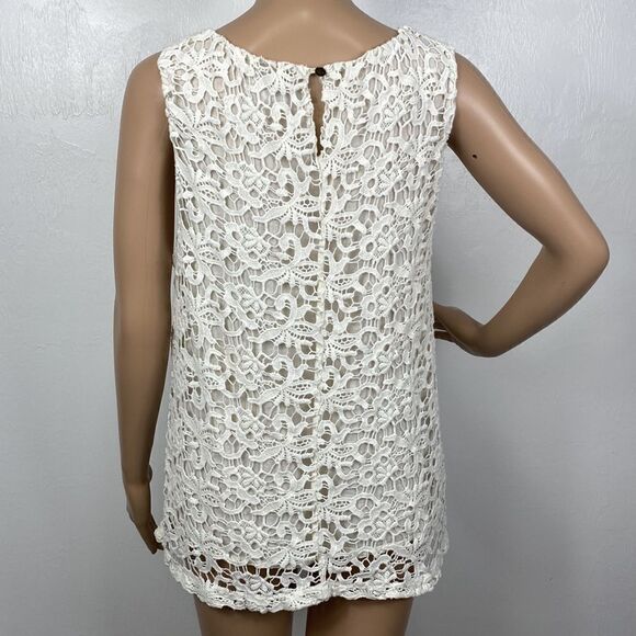 Lucky Brand Cotton Ivory Color Crochet Top Size M - Picture 3 of 10